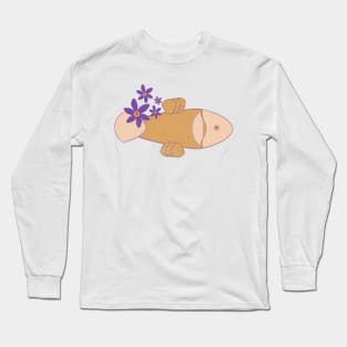 Colorful fish with purple flowers Long Sleeve T-Shirt